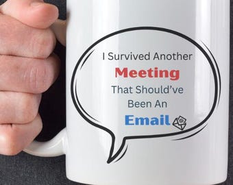 Funny Meeting Mug: Office Humor Coffee Cup - "Email" Icon