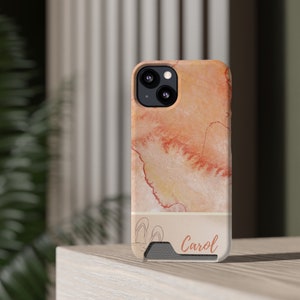 Capa para iPhone com porta-cartões, desenho abstrato em aquarela personalizado, resistente a impactos, personalizado, acabamento fosco. Exclusivamente seu, sempre seguro