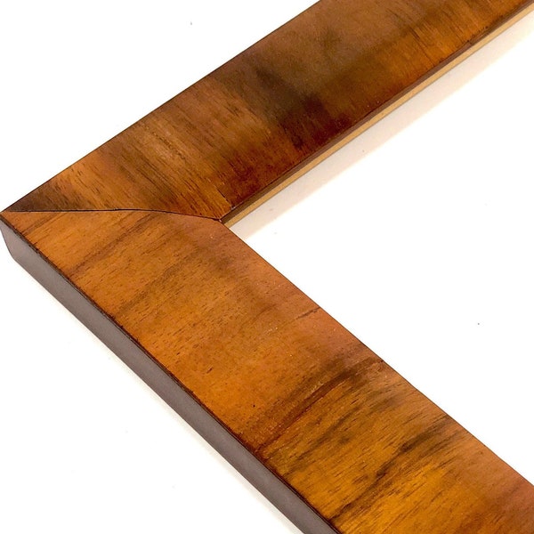 Hawaiian Koa Wood, Custom Picture Frame, Cross grain Cut, 1 3/4" Flat Beveled, Professionally Made to Order, Complete Frame
