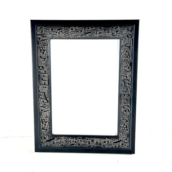 Musical Notes, Black Wood Photo Frame, High Quality Wood Tabletop Custom Picture Frame - Glass, Easel Back, Gift Box 4x6, 5x7 8x10