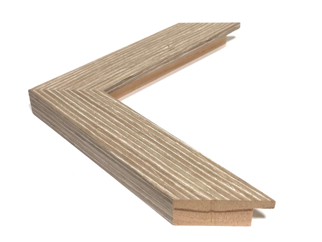 Natural Wood Grain, Custom Gallery Picture Frame, Light Brown W/ White