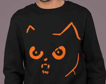 Spooky Season Scary Cat Sweatshirt For Halloween, Halloween Costume for Cat Lovers, Funny Halloween Cat Shirt, Unisex Sweatshirt