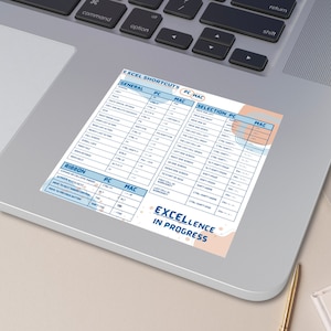 Excel Shortcuts Sticker Excel Gift for Student Office Sticker Accountant Student Computer Engineer Project Management Square Stickers