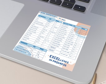 Excel Shortcuts Sticker Excel Gift for Student Office Sticker Accountant Student Computer Engineer Project Management Square Stickers