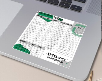 Excel Shortcuts Sticker Excel Gift for Student Office Sticker Accountant Student Computer Engineer Project Management Square Stickers