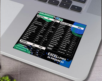 Excel Shortcuts Black Sticker Excel Gift for Student Office Sticker Accountant Student Computer Engineer Project Management Square Stickers