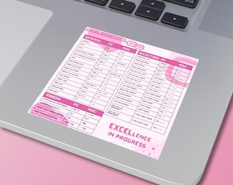 Excel Shortcuts Pink Sticker Excel Gift for Student Office Sticker Accountant Student Computer Engineer Project Management Square Stickers