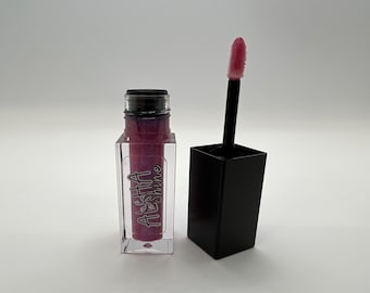 Happily Ever After-Strawberry Bubblegum Lip Gloss – Plum Purple with Pink Sparkles