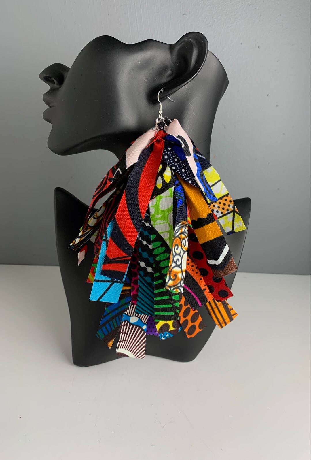 Colorful Earrings, African Earrings, African Fabric Earrings, Fringe ...
