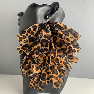 Cheetah Print Tassel Earrings, Leopard Print Earrings, Animal Print Earrings,  Brown Earrings, Fringe Frayed Earrings, Dangle Earrings