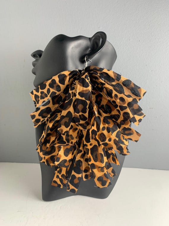 Cheetah Print Tassel Earrings Leopard Print Earrings Animal Print Earrings Brown Earrings Fringe Frayed Earrings Dangle Earrings Etsy