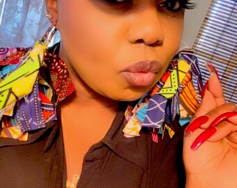 Ankara Fabric Hoop Earrings: Colorful African Statement Jewelry