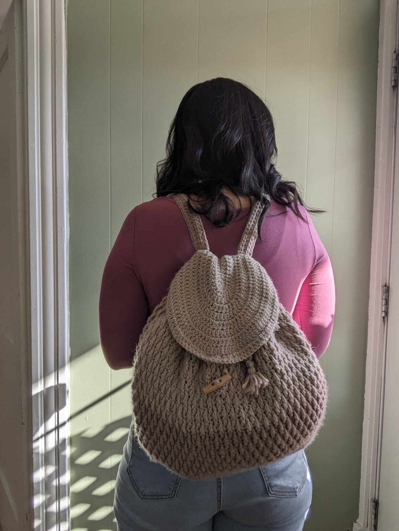 Alpine stitch backpack, crochet backpack, handmade backpack, crochet bag, alpine stitch bag, Apres-ski backpack, crochet backpack image 1