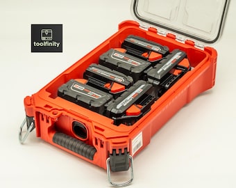 Milwaukee PACKOUT kompatibel M18 batterihållare rackbricka förvaring