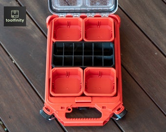 Small Parts Bin for Low Profile Milwaukee PACKOUT Organizer Tool Box 12 Compartment Screws