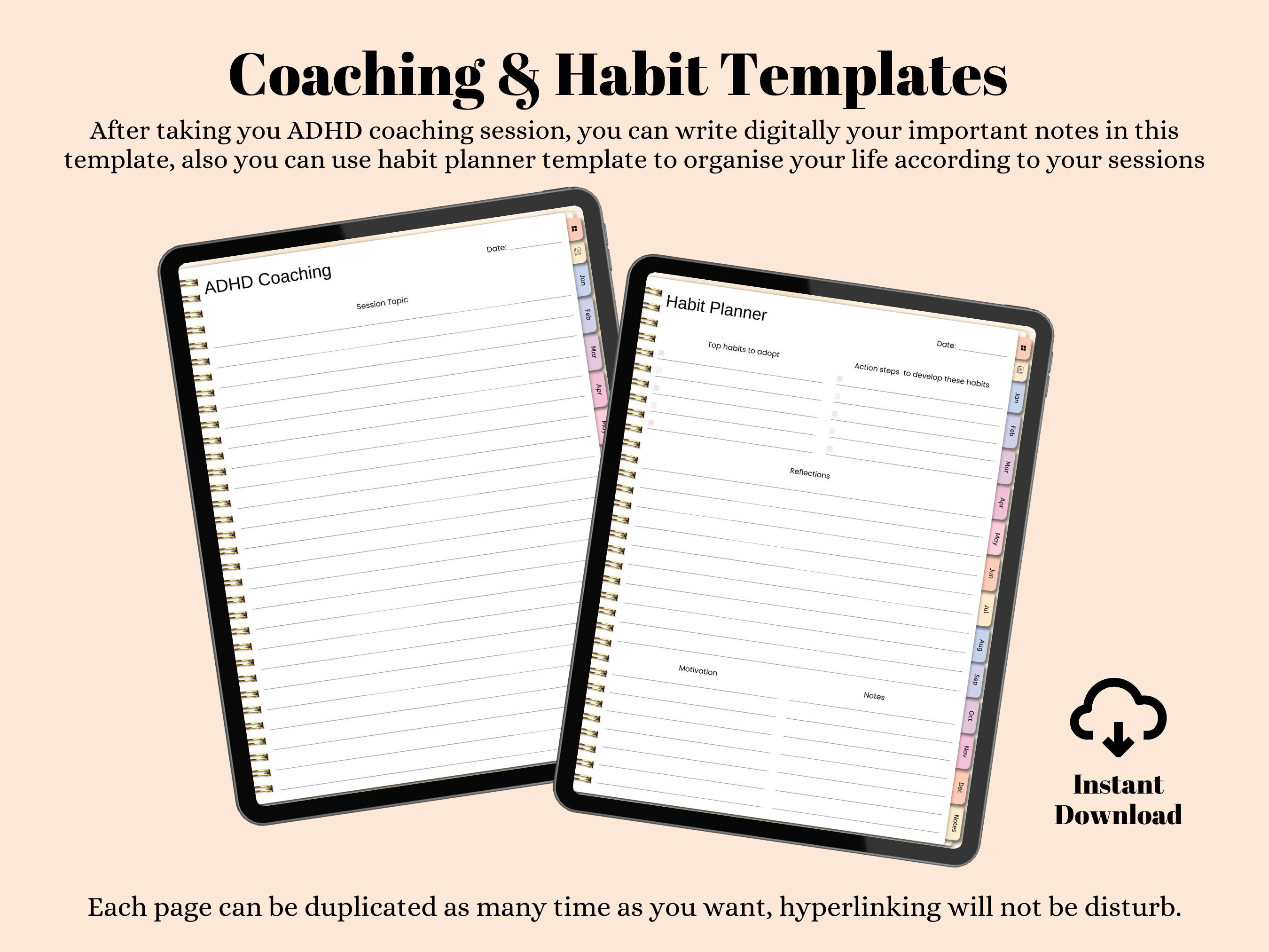 Undated Digital ADHD Planner Template Goodnotes, Adhd Workbook