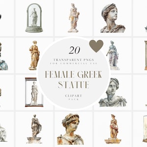 Aquarelle Statue grecque Clipart, art figure féminine, sculpture monumentale en marbre, Grèce antique, Rome, PNG Transparent, usage Commercial