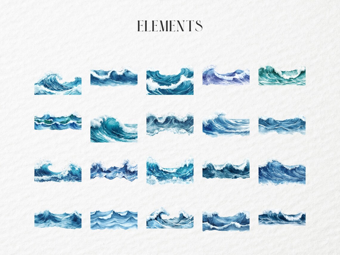 Tide Border Watercolor Wave Page Border Clipart, Nautical Ocean Waves, Sea Froth ...