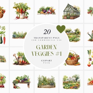 Aquarelle de légumes du jardin des cliparts, des cliparts assortis de légumes, un panier de légumes, des graphiques de Sublimation végétarienne, PNG pour un usage commercial