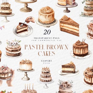 Aquarel pastel bruine cake clipart, hele plak bruidstaart verjaardag, feest, dessert, transparante png-afbeeldingen, commercieel gebruik