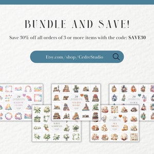May include: A digital collage sheet with 20 watercolor illustrations of rainbow colors, stacked books, white gardenias, and seashells. The text on the sheet reads "20 Watercolor Clipart", "Rainbow Colors", "Stacked Books", "White Gardenia", and "Sea Shells".