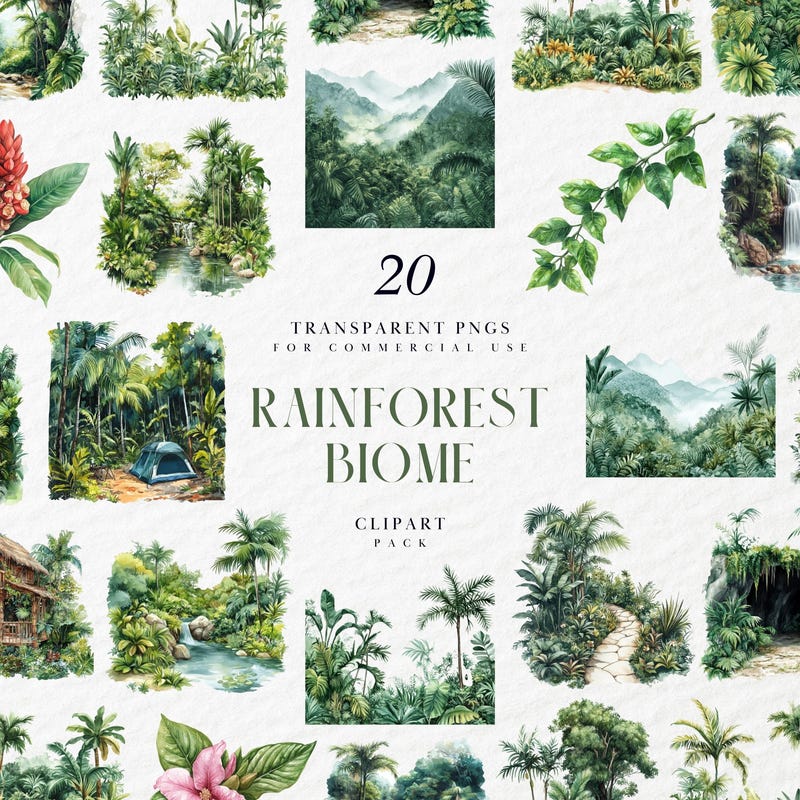 Rainforest Falls Clip Art - Etsy