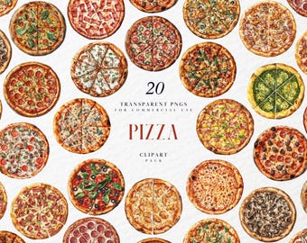Aquarell Pizza Clipart, Pizza Stück Clipart, Party Pizza Box Clipart, Italienisch Pizza Shop Clipart Fast Food, PNG-Format für kommerzielle Nutzung