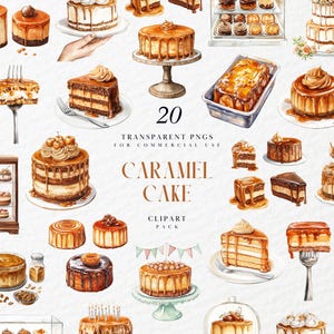 Aquarell Karamell Kuchen Clipart, Geburtstag Karamell Kuchen Clipart, Backen Karamell Kuchen Stück Clipart, transparente PNG-Dateien für den kommerziellen Gebrauch