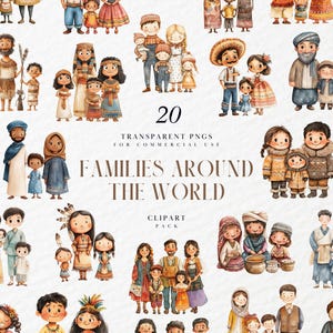 Aquarell Süß internationale Familie Clipart, Global, Vielfalt, Kinder Illustration, Kinder, Transparente PNG Grafiken, kommerzielle Nutzung