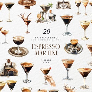 Akwarela Espresso Martini Koktajl Clipart, Ilustracja Napoju Alkoholowego, Menu Baru Weselnego, Pub, Przezroczysta Grafika PNG, Wykorzystanie Komercyjne