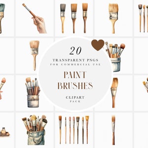 Aquarell Pinsel Clipart, Künstler Pinsel Clipart, Malerei Set Clipart, Maler Malerei Clipart, PNG-Format für den kommerziellen Gebrauch