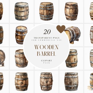 Aquarel houten vat clipart, oude houten vaten clipart, eiken, middeleeuws, vaatje, bier, cognac, whisky, wijn, transparante png, commercieel gebruik