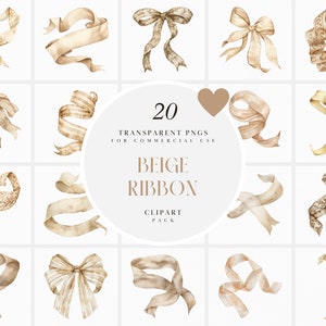 Aquarelle ruban beige Clipart, Clipart rubans beiges, éléments décoratifs, fabrication de cartes, guirlande, graphiques PNG transparents, usage Commercial