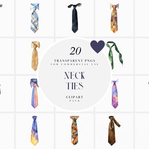 Watercolor Neck Tie Clipart, Neck Ties Clipart, Suit Tie, Mens Formal Fashion Elements Clipart, Transparent PNG Graphics, Commercial Use