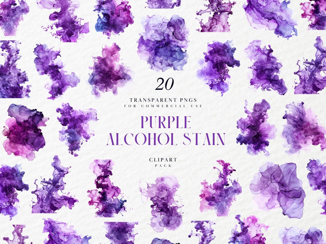 Watercolor Purple Alcohol Stain Clipart, Lavender Splash, Lilac Ink ...