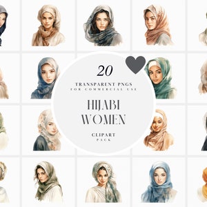 Acuarela Pretty Hijabi Mujer Clipart, Hermosas Mujeres Hijabi Clipart, Musulmana Hijabi Chica Clipart, Gráficos PNG transparentes, Uso Comercial