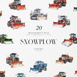 Aquarell Schneepflug Clipart, Schnee LKW Clipart, Winterreinigungsfahrzeug, Schneeräumung Pflug LKW, transparente PNG-Grafik, kommerzielle Nutzung