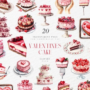 Aquarell Valentinstag Kuchen Clipart, romantische Liebe, Datum, rosa Kuchenstück, Pastelljubiläumskuchen, transparente PNG-Grafik, kommerzielle Nutzung