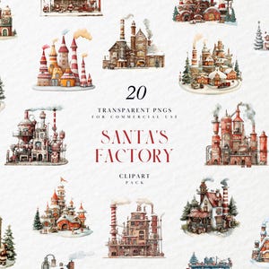 Aquarell Weihnachtsmann Fabrik Clipart, Weihnachtsgeschenk, der Workshop Weihnachtswunschliste, Weihnachtsferienzeit, transparente PNG, kommerzielle Nutzung