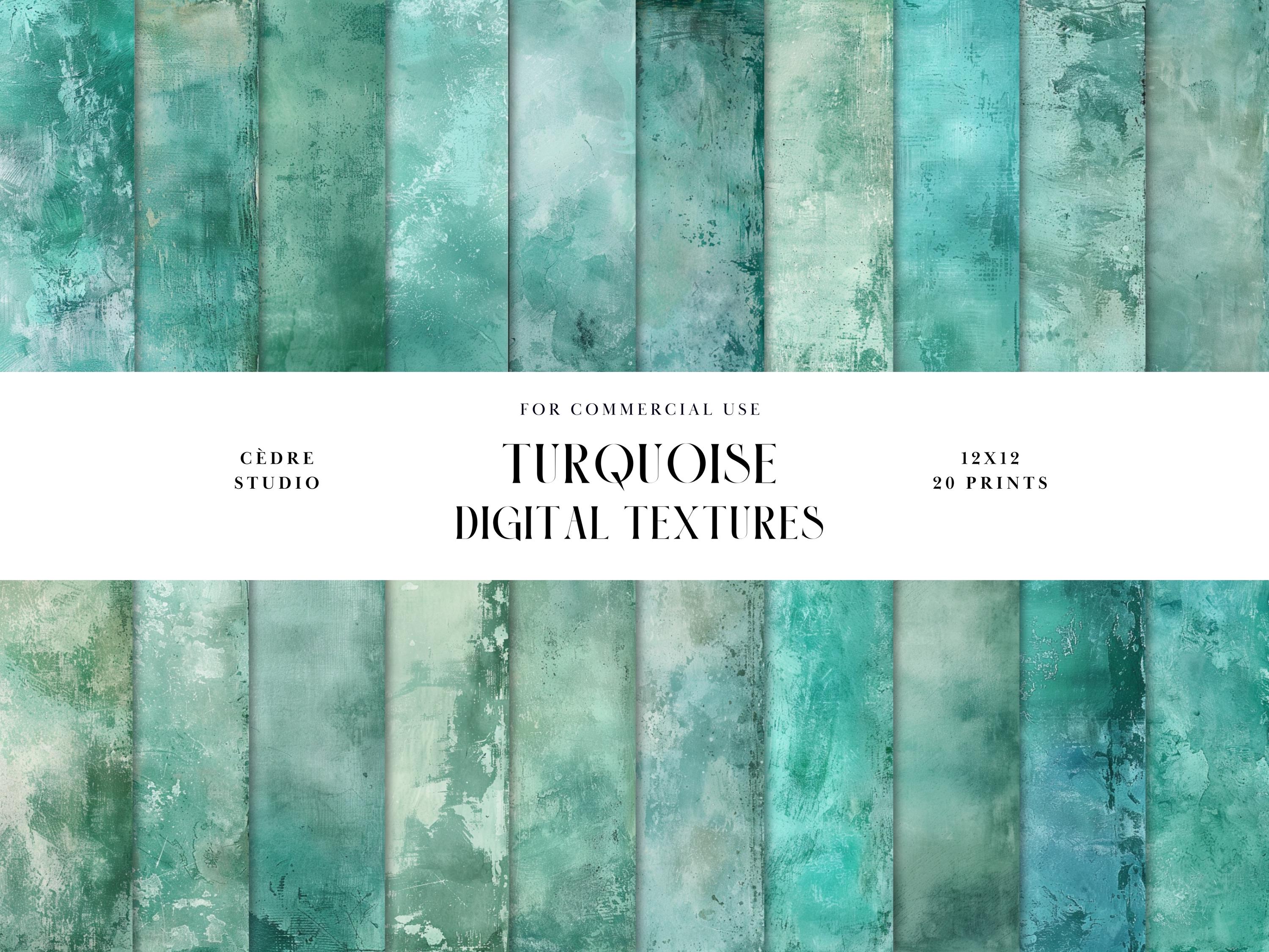 Pastel Turquoise Digital Textures, Watercolor Paper Digital Papers ...