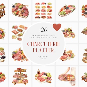 Clipart de prato de charcutaria em aquarela, clipart de tábua de charcutaria, carne, queijo, azeitonas, vinho, nozes, gráfico PNG transparente, uso comercial