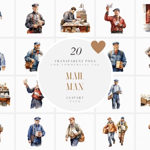 Aquarel postman clipart, postbeambte clipart, pakketkoerierbezorging, verzendkosten, schip, transparante png-afbeeldingen, commercieel gebruik