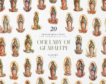 Watercolor Our Lady of Guadalupe Clipart, Virgin Mary Religious, Catholic Sacred Mother, Christian Transparent PNG Graphics, Commerical Use