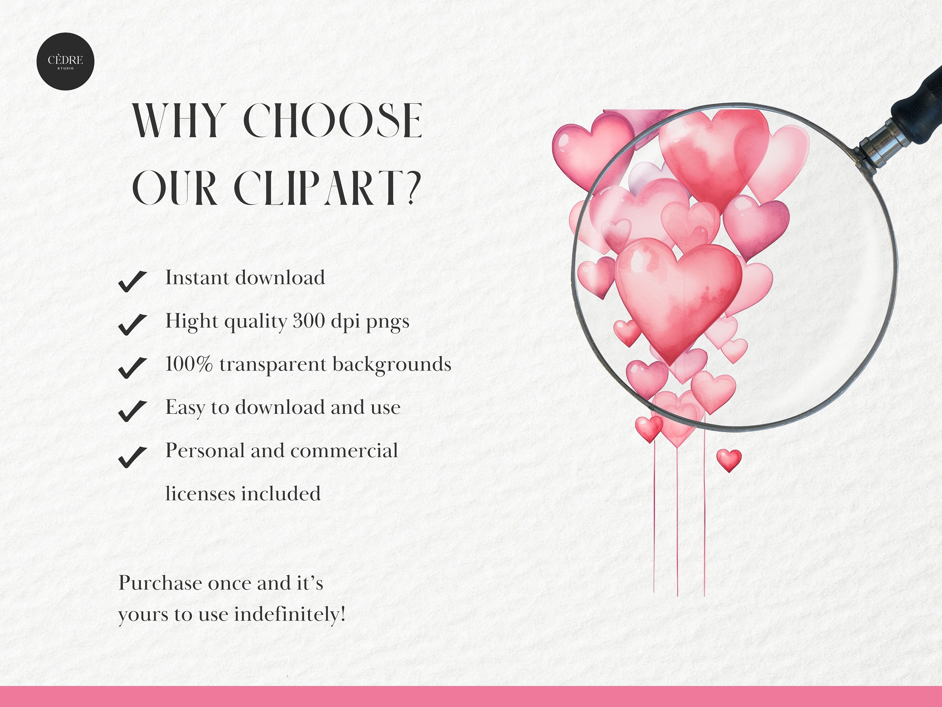 Watercolor Pink Hearts Clipart, Pink Heart Clipart, Heart Shape Clipart ...