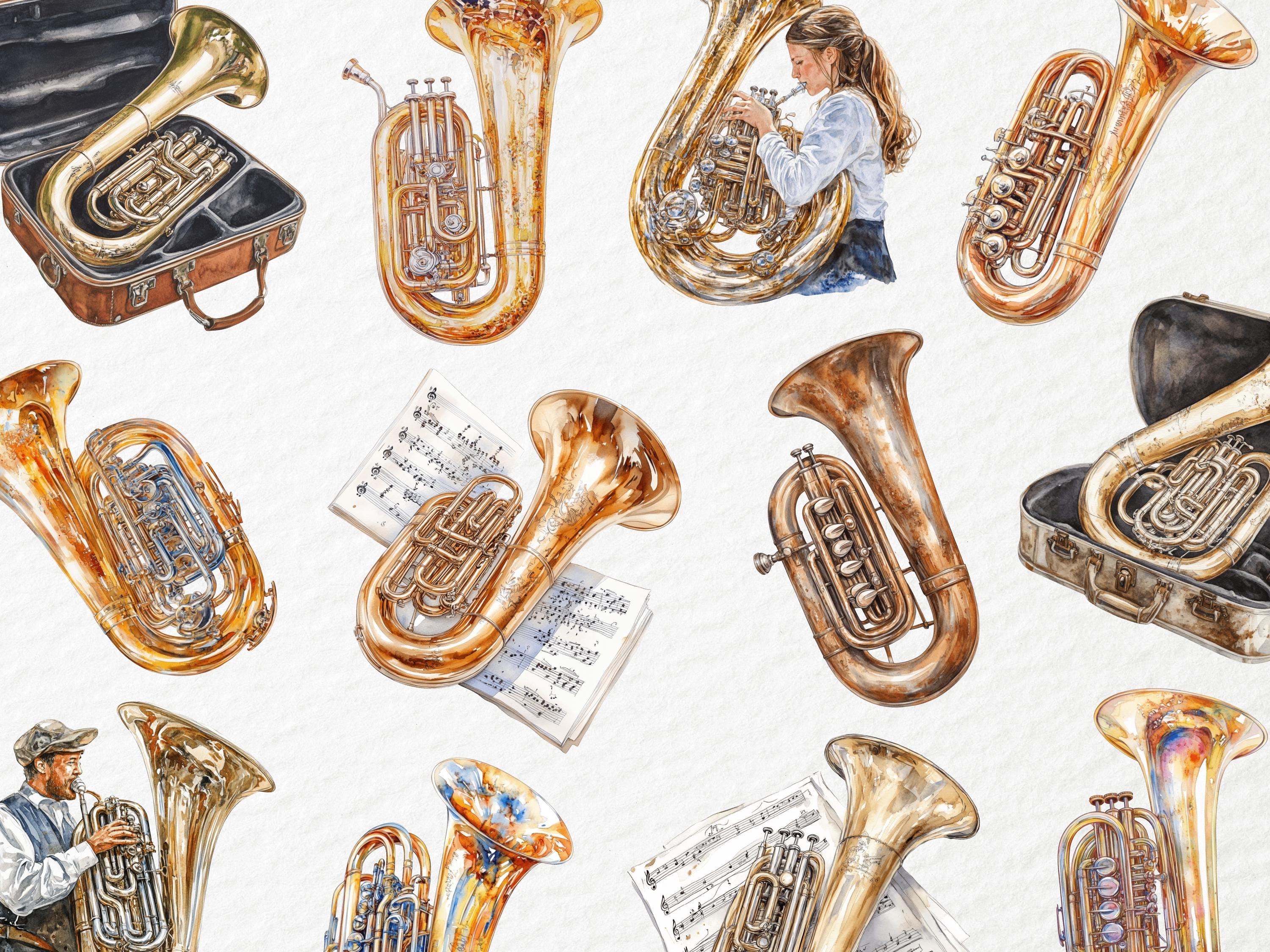 Watercolor Trumpet Clipart, Brass Wind Instruments, Jazz Ensemble ...