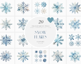 Imágenes prediseñadas de copos de nieve de acuarela, imágenes prediseñadas de copo de nieve únicas, imágenes prediseñadas de escarcha y hielo, imágenes prediseñadas de nieve de invierno, archivos PNG transparentes, uso comercial