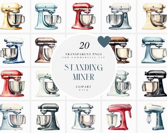 Watercolor Standing Mixer Clipart, Kitchen Mixer Clipart, Electric Mixer, Baking, Bakery, Kitchenaid, Transparent PNG, Commercial Use