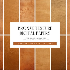 Textured Bronze Digital Papers, Bronze Metal Digital Patterns, Distressed Bronze Digital Wallpapers, Metallic Bronze Texture Background Art