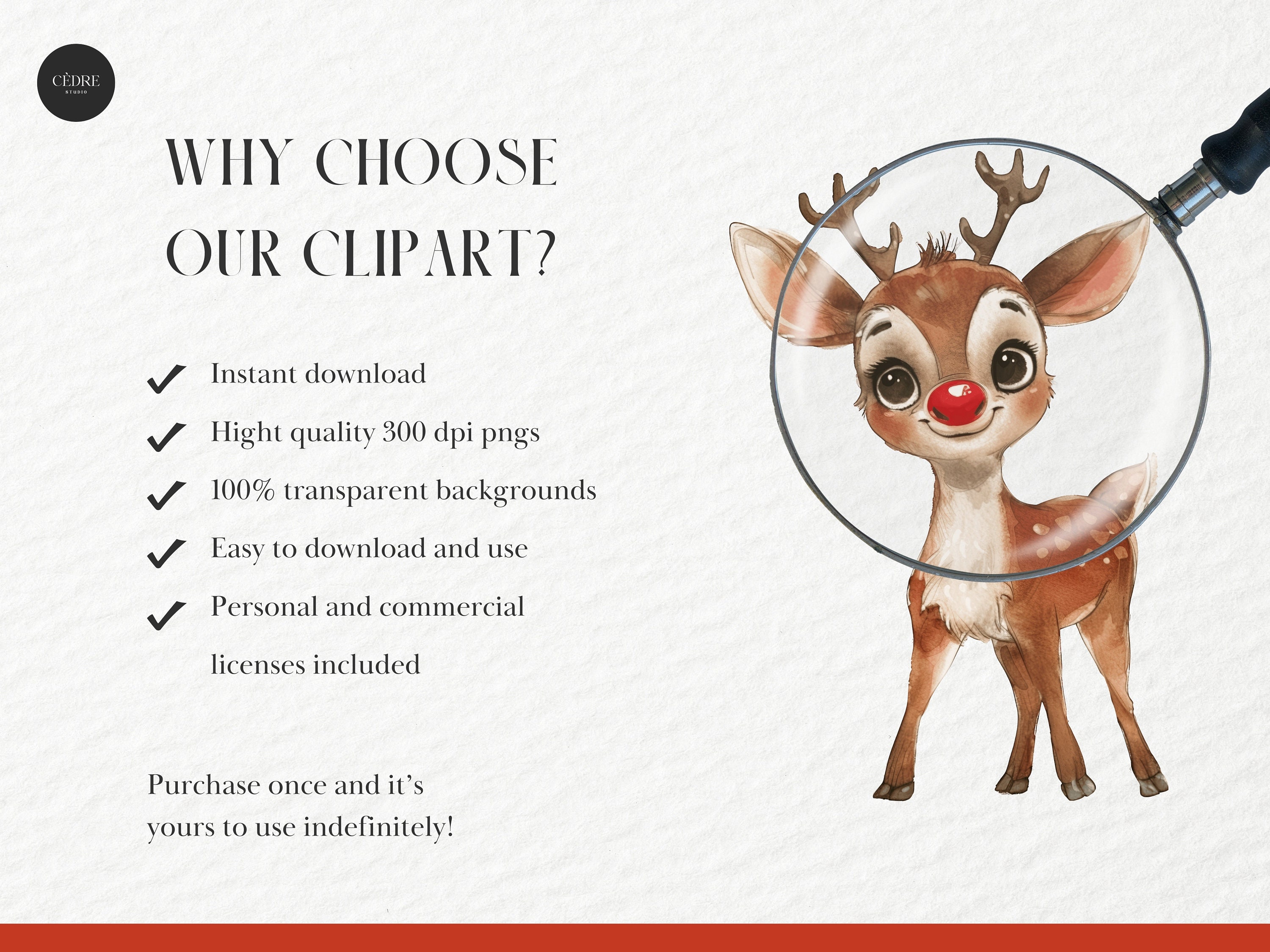 Watercolor Cute Rudolph the Red Nosed Reindeer Clipart, Kids ...