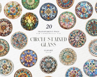 Watercolor Circle Stained Glass Clipart, Beautiful Design Window, Circular, Round, Beautiful Design, Transparent PNG Graphic, Commercial Use
